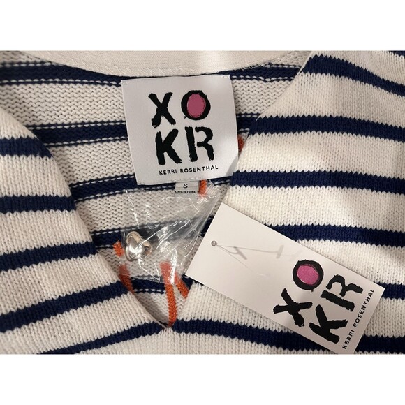 Kerri Rosenthal women NEXT SMILE'S ON YOU Sweater size Small White & Navy Stripe - Picture 4 of 6